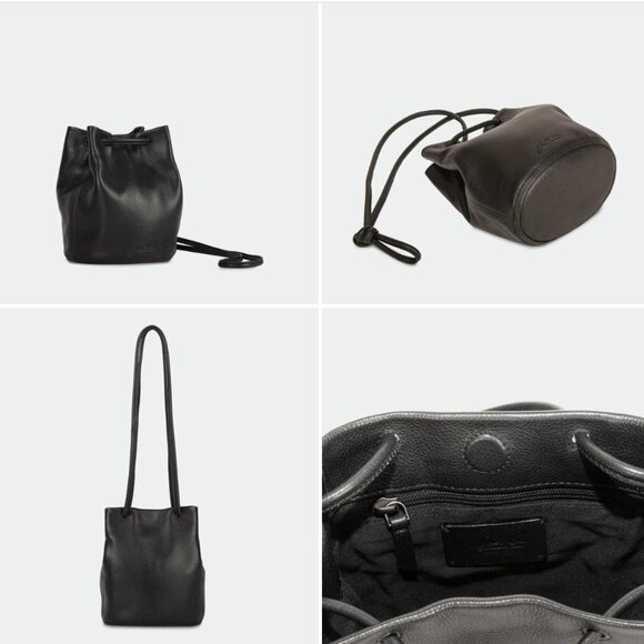 Per Lei Leather New York - Layne Black Drawstring Bag - Picture 1 of 7